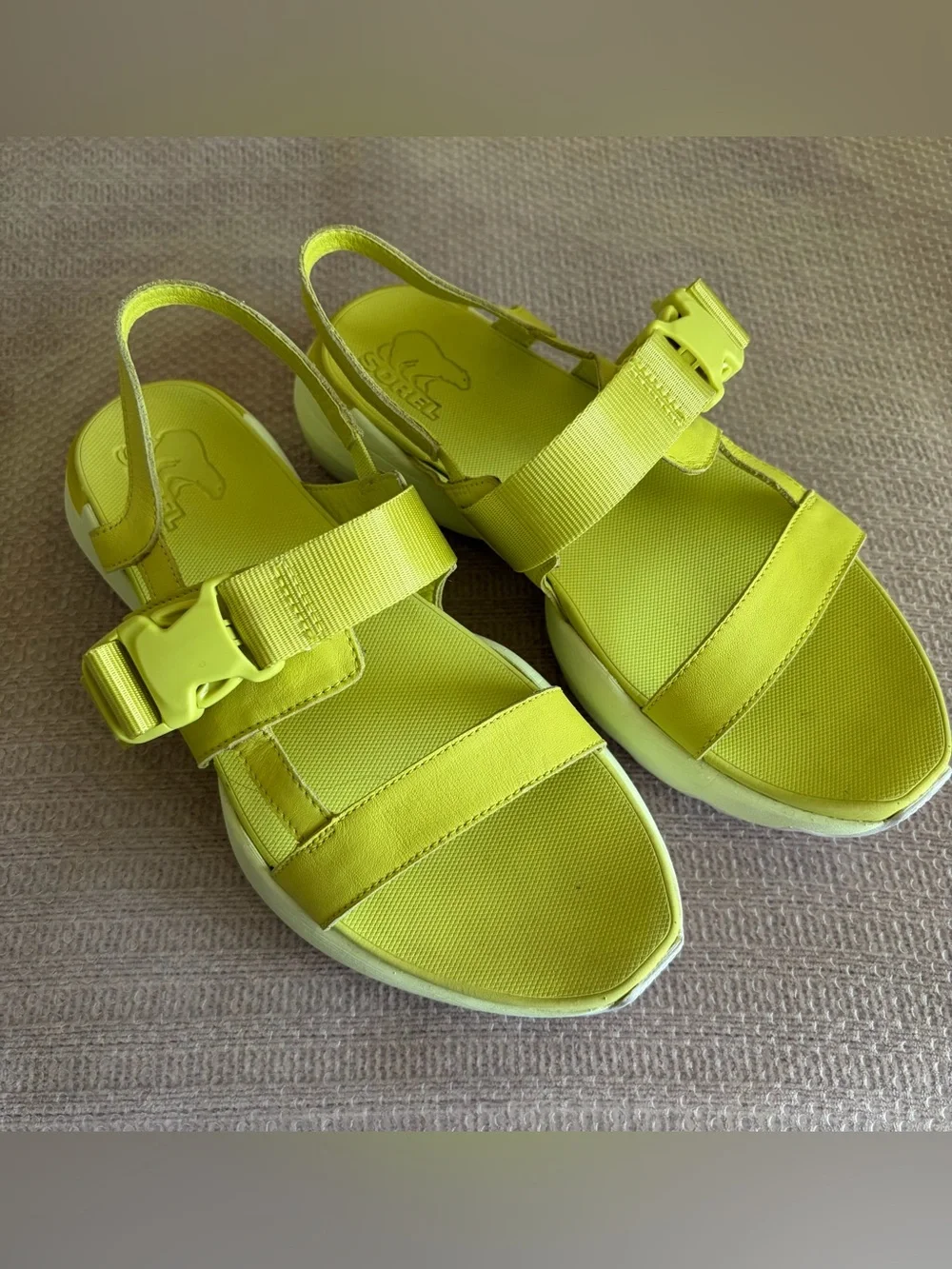 Sorel Neon Yellow Platform Sport Sandals